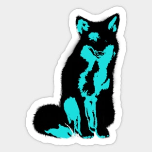 Colorful animals - cyan fox Sticker